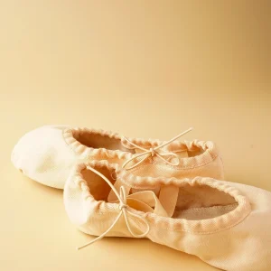 Linen-Cotton Lace-Up Ballet Shoes