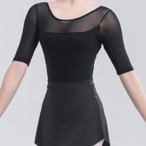 Nylon-Spandex Sleeved Leotard with a Deep U-Back