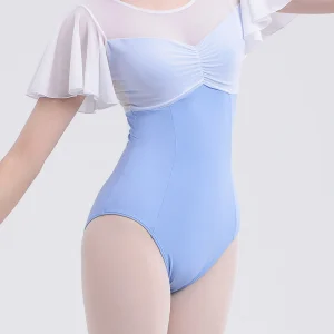 Printed Leotard with Ruffle Sleeves